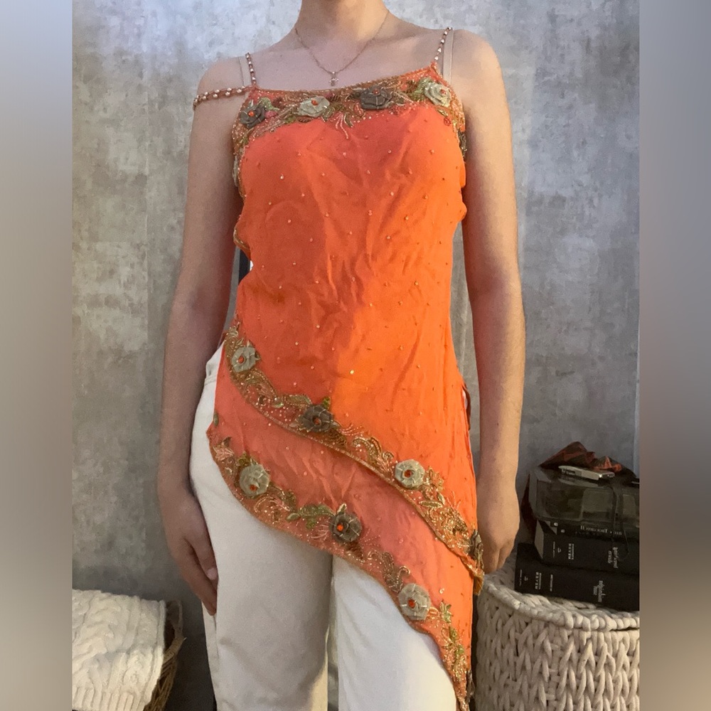 Vintage beaded asymmetrical shirt